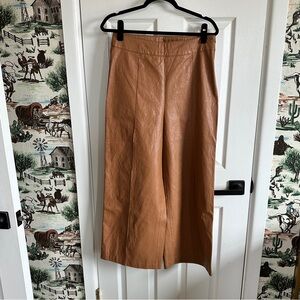 Wide-Leg Faux Leather Pants in Cognac